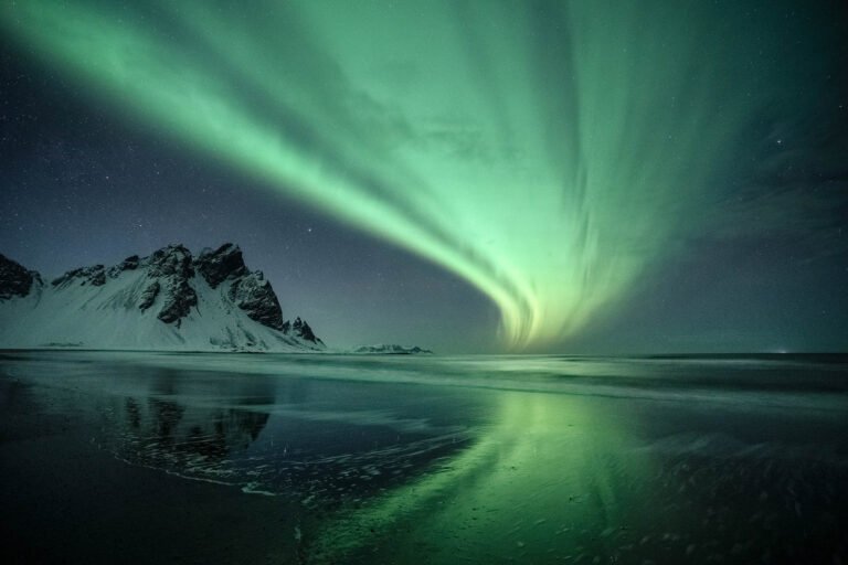 Aurora over Vestrahorn, Iceland.