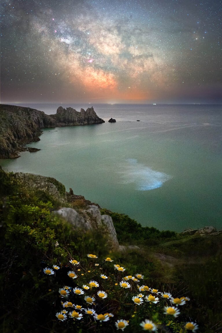 Bioluminescent Algae at Logan Rock and Pedn Vounder Beach near Treen and Porthcurno, Cornwall