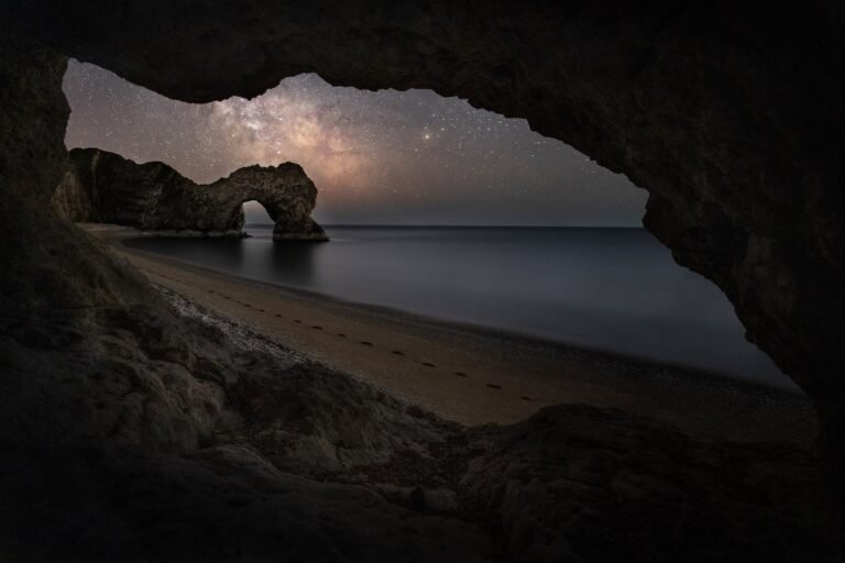 Durdle Door beach at night