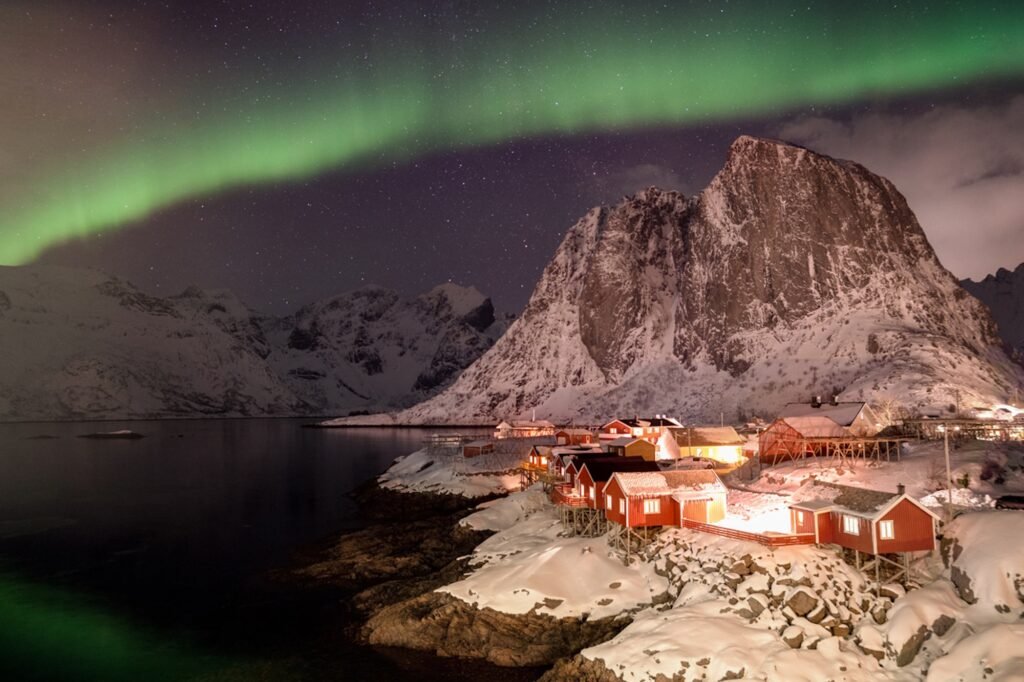 Aurora Borealis (Northern Lights) over Lofoten, Norway.